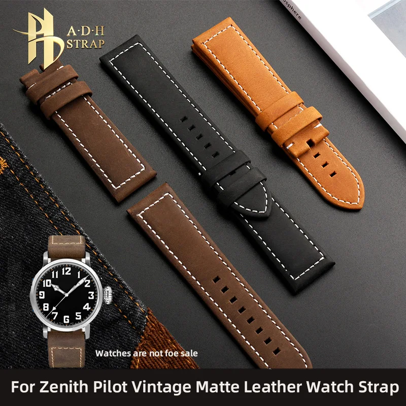 Cinturino Per Orologio Vintage In Pelle Opaca Per Zenith Big Pilot Bronze Accessori Per Cinturini In Pelle Bovina Da Uomo 23Mm Impermeabile E Morbido