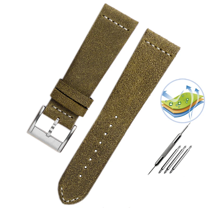 Cinturino Per Orologio Retrò In Vera Pelle Per Tudor Sterzo Bronzo Zenith Pilot Mido M032.607 Accessorio Per Cinturino Vintage In Pelle Bovina 23Mm