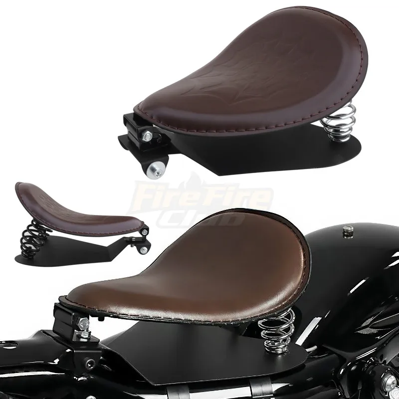 Brown Moto Solo Driver Seat Kit Staffa A Molla Per Harley Custom Chopper Bobber Honda Yamaha Kawasaki Suzuki
