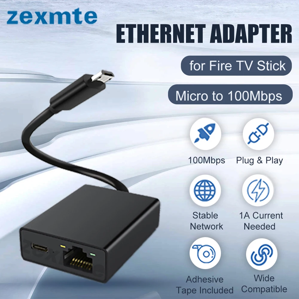 Zexmte Chromecast Adattatore Ethernet Per Fire Tv Stick Scheda Di Rete Da Micro A 100Mbps Per Ultra Audio Google Ethernet Switch Adapte