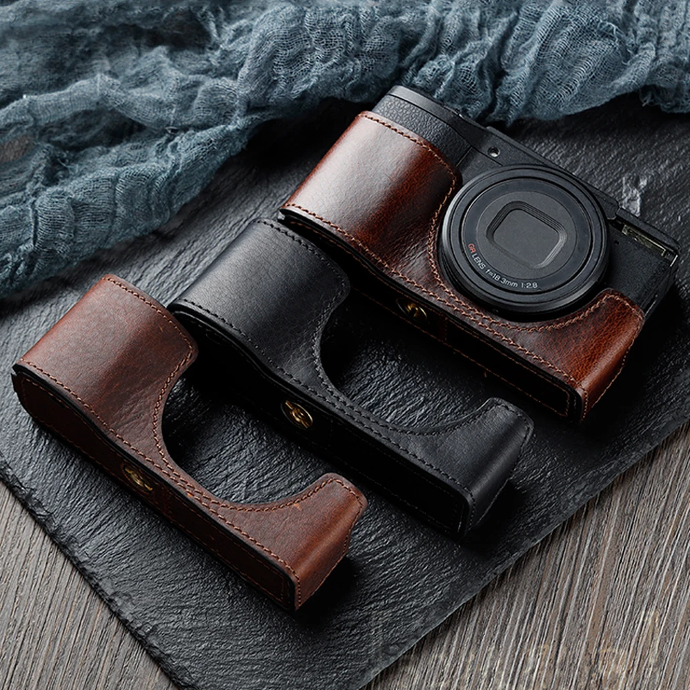 Ricoh Gr Ii Custodia Borsa Per Fotocamera In Vera Pelle Mezza Boay Per Ricoh Gr Ii Grii Griii Griiix Gr2 Gr3 Gr3X Modello Batteria Aperta