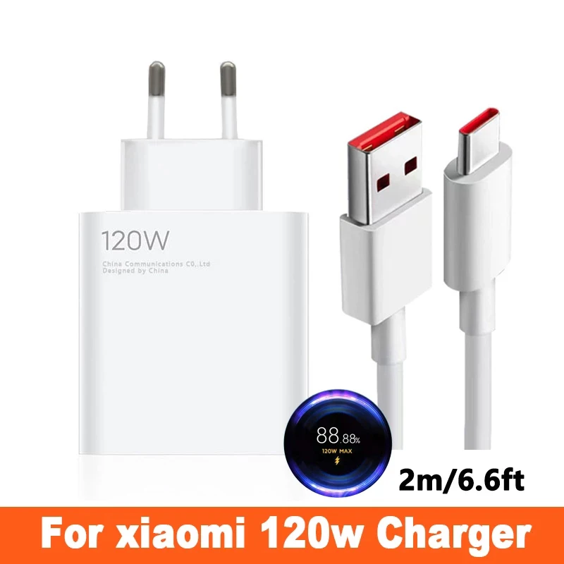 120W Max Charger Eu Fast Charge 6A Tipo C Cavo Dati Per Xiaomi Mix 4 11T 12 12S 12T Pro Poco F4 Gt Cellulari