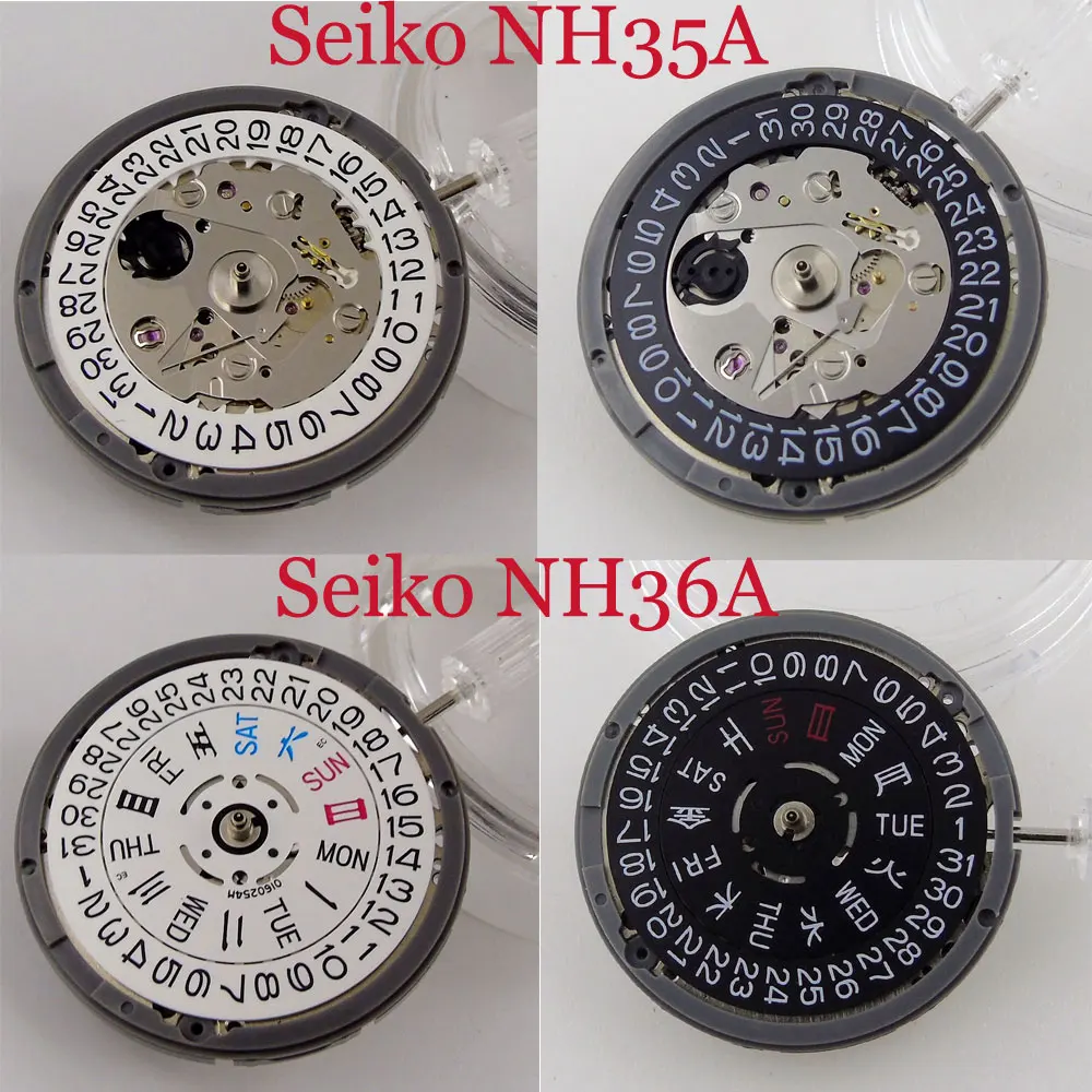 Nh35 Nh36 Movimento Meccanico Automatico Day/Date Display Per 3/3.8/4 In Punto Crown Watch Accessori Hacking Second