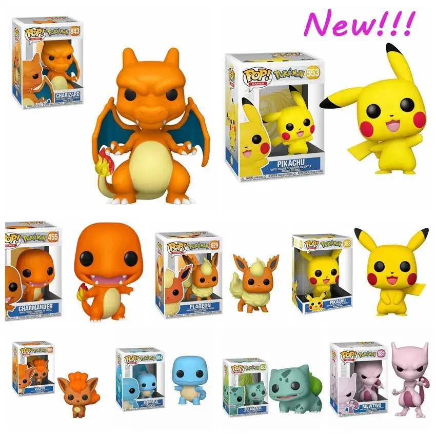 Funko Pop Game Pokemon Go Pikachu 553 # Mewtwo #581 Flareon 629 # Vulpix 580 # Charizard 843 # Blubasaur 453 Figure Collection Toys