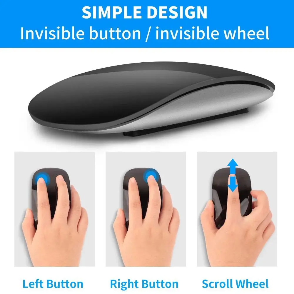 Per Mouse Per Pc Portatile Mouse Ergonomico Sottile Wireless Mouse Magico Ricaricabile Mouse Bluetooth