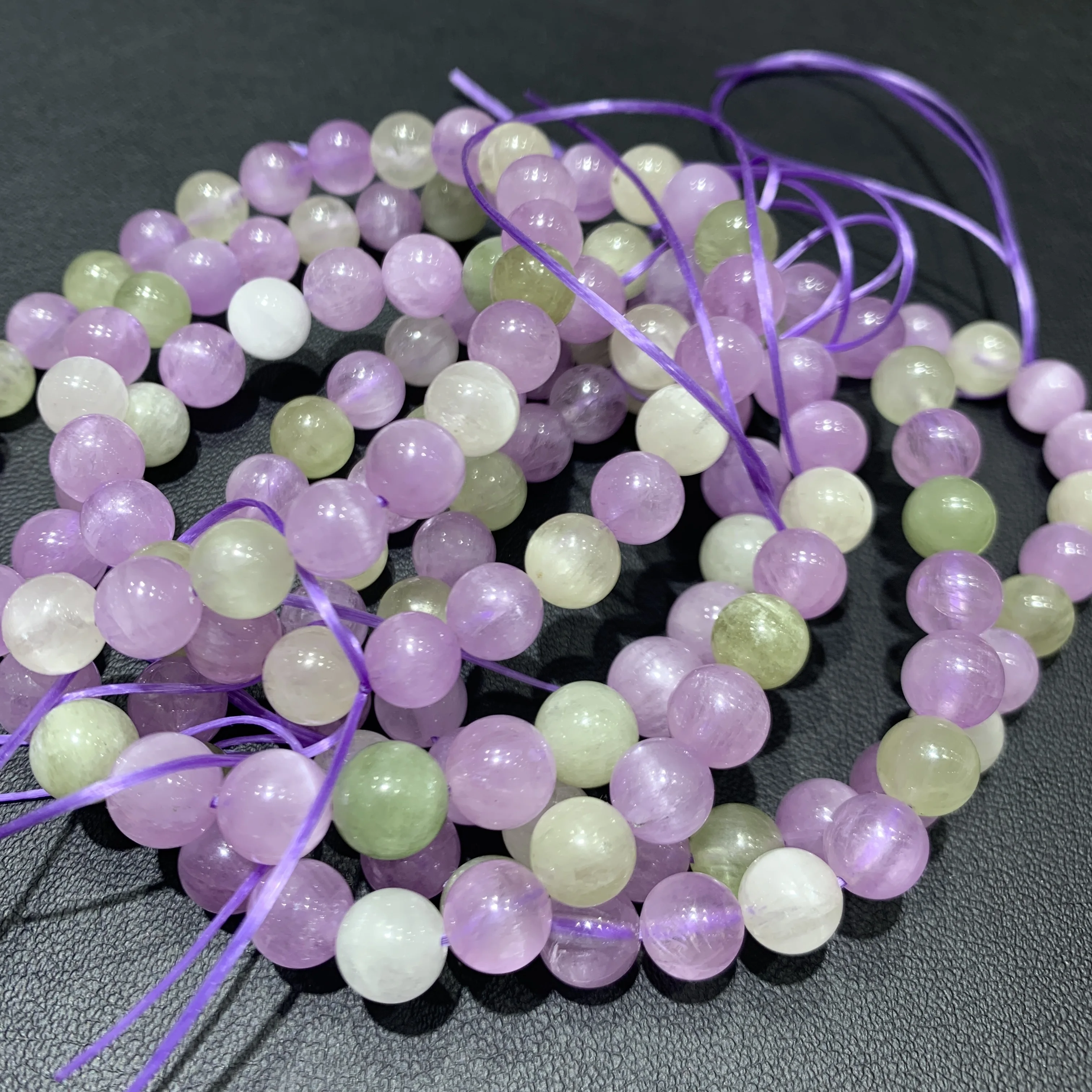 Bracciale Con Perline Rotonde Kunzite E Hiddenite Naturale 1 Pz