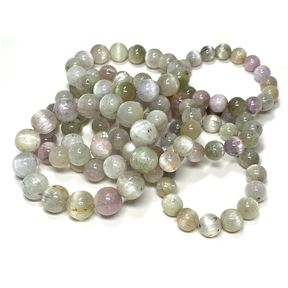 Veemake Natural Kunzite Spodumene Hiddenite Bracciali Perline Allentate Rotonde 08032