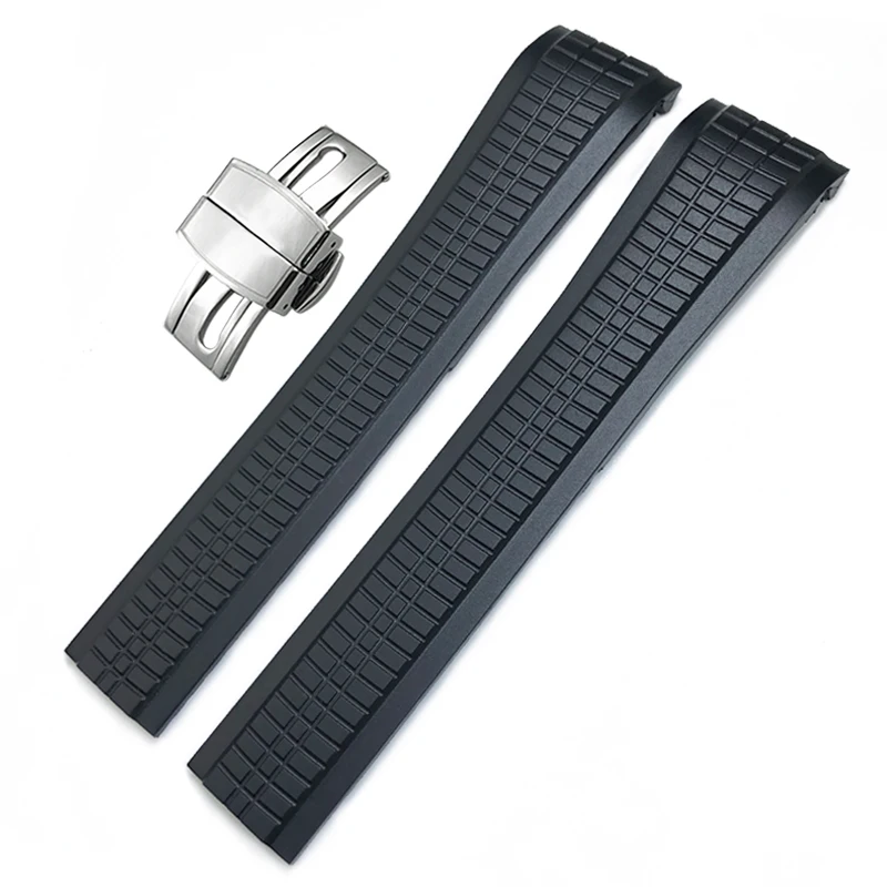 Per Patek Aquanaut Philip Strap 5164A 5167A Braccialetti Con Estremità Curva In Gomma Morbida Blu Nera 21Mm Cinturino