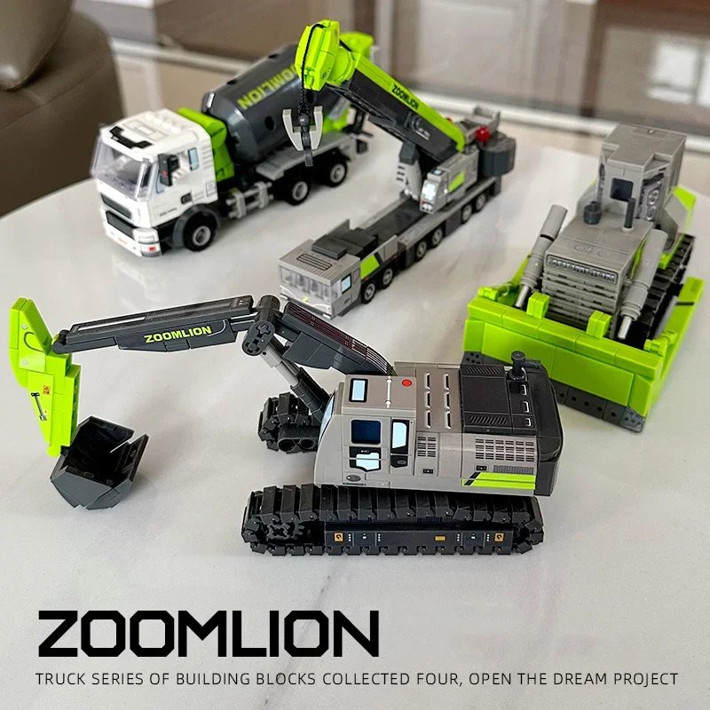 City Engineering Bulldozer Crane Technical Car Truck Excavator Roller Building Blocks Bricks Construction Toys