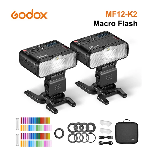 Godox Mf12-K2 Macro Flash Light 2.4Ghz Controllo Wireless Sistema X Integrato Ttl Flash Speedlite Con Filtro A Colori Mf12 Macro Light