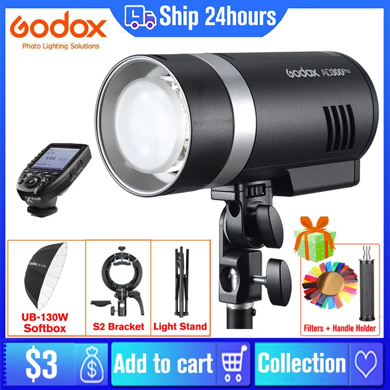 Godox Ad300Pro Ad300 Pro Ttl Hss Pocket Flash 2.4G Outdoor Speedlite Light Per Canon Nikon Sony Fuji Olympus Panasonic Pentax