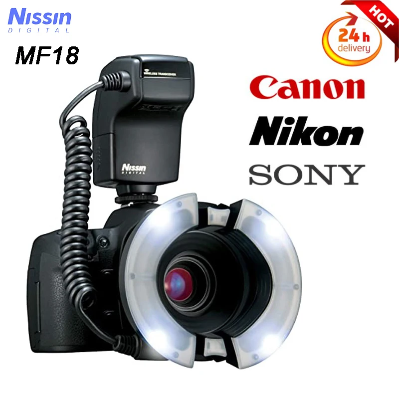 Nissin Mf18 Macro Led Ring Flash Speedlite Ttl Con Led Af Assist Lamp Per Sony / Nikon / Canon Dslr Camera Per Ospedale Dentale