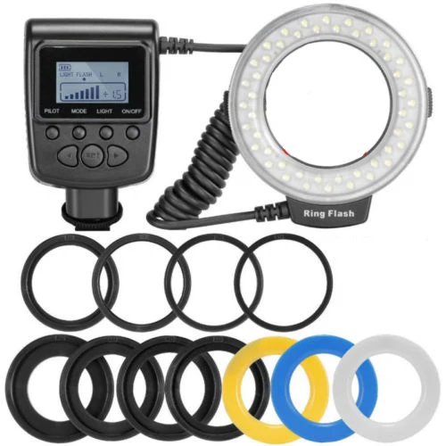 Macro Led Ring Flash Bundle Con 8 Anello Adattatore Per Canon Nikon Pentax Olympus Panasonic Dslr Camera Flash Rf-550D/Hd130