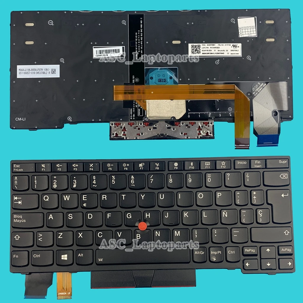 Nuova Tastiera Teclado Spagnolo Latino Per Lenovo Thinkpad L13 Gen 1 L13 Yoga Gen 1 , X13 Gen 1 , L13 Gen 2 Retroilluminato, Cornice