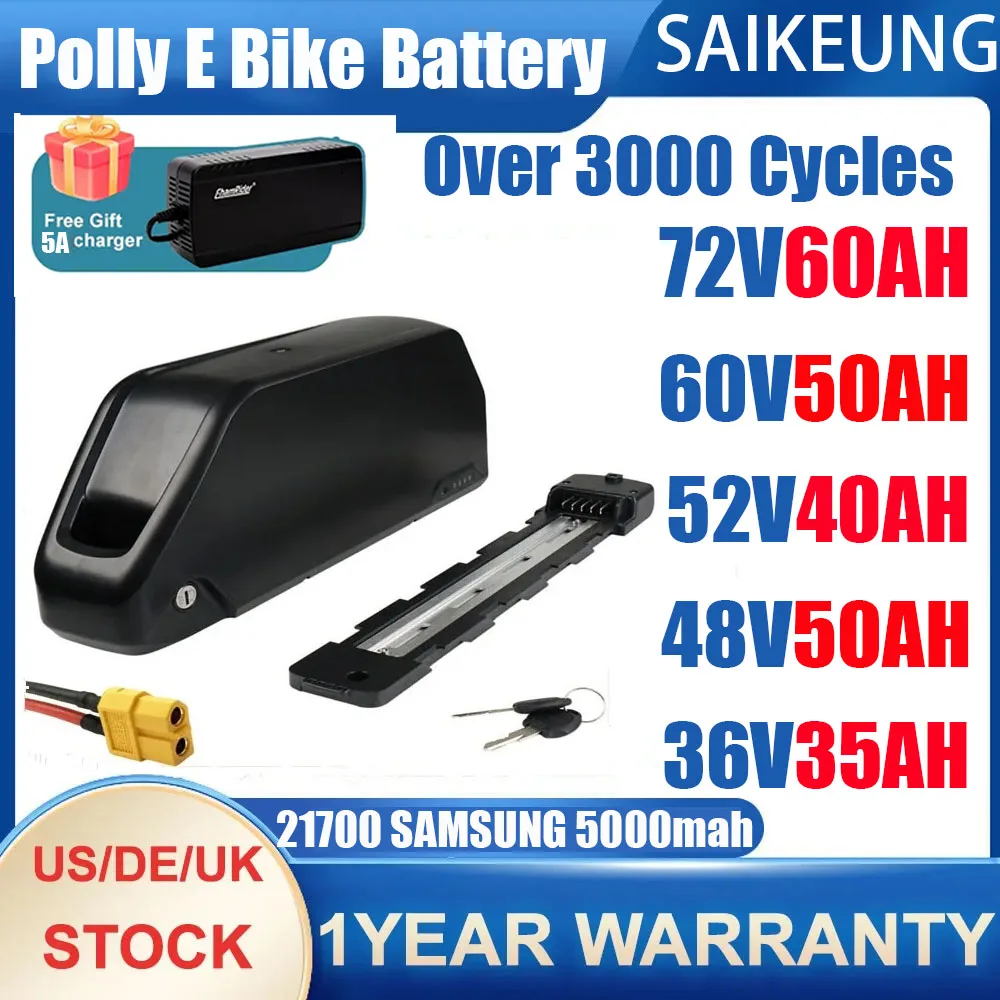 Originele 21700 Celle 72V 20 30 40 50Ah 60Ah Batteria Batteria 52 V48V 50Ah 3000W Kit Di Conversione Ebike Batteria Polly Dp-7 Batteria