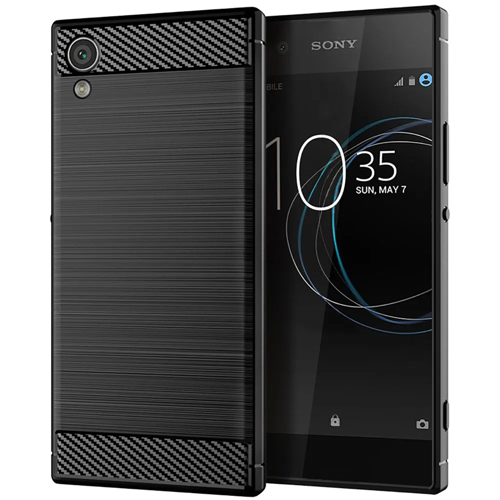 Per Sony Xperia Xa1 Xa2 Plus Custodia Ultra Custodia In Pelle Di Lusso In Fibra Di Carbonio Custodia Morbida In Silicone Per Sony Xa 1 Xa 2 Custodie P