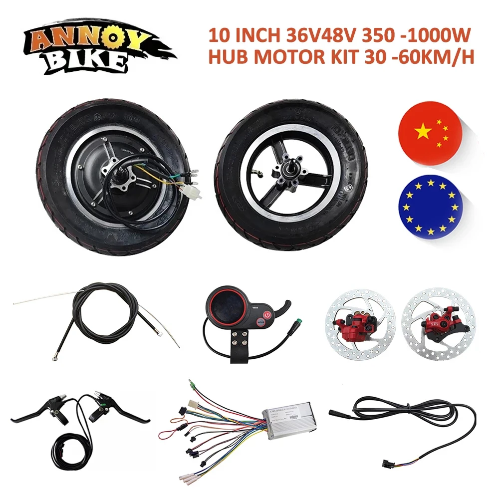 Kit Scooter Elettrico Motore Mozzo Da 10 Pollici 30-65Km 36V48V 350W500W 600W 800W 1000W Kit Motore Tx Brushless Per Bicicletas Electricas