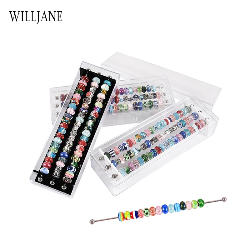 Scatola Di Raccolta Di Stoccaggio In Acrilico Trasparente Trollbeads Ciondola Charm Beads Rod Tray Pendant Pandora Snake Chain Bracciale Container