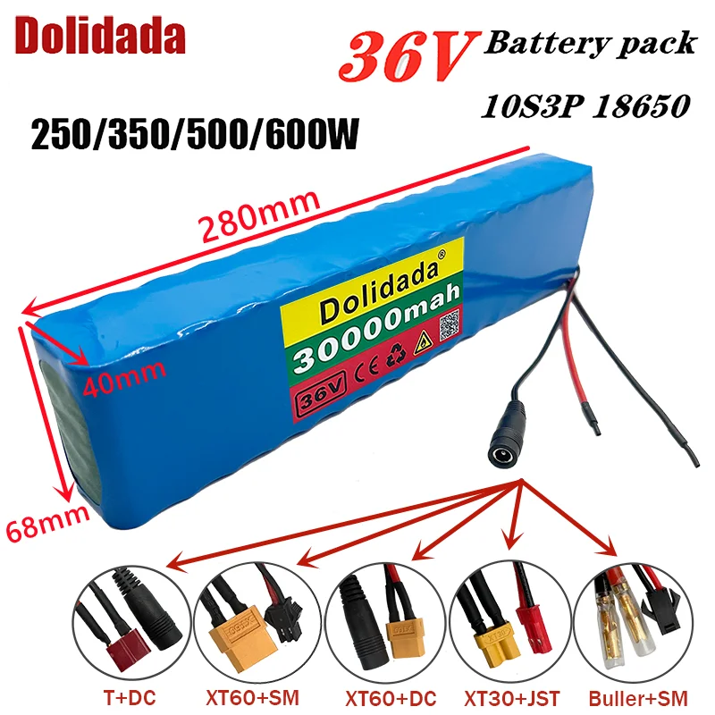 Spedizione Gratuita Batterie Agli Ioni Di Litio 10 S3P 36V 30Ah 18650 350/500W Pour Velo Scooter Moto Et Scooter Electrique