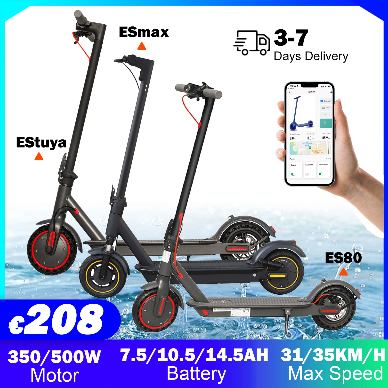 Aovopro 350/1000W Motore Scooter Elettrico 35 Km/H Velocità Massima E-Scooter 8.5/10 Pollici Pneumatici Scooter Elettrico 45Km Scooter Adulto