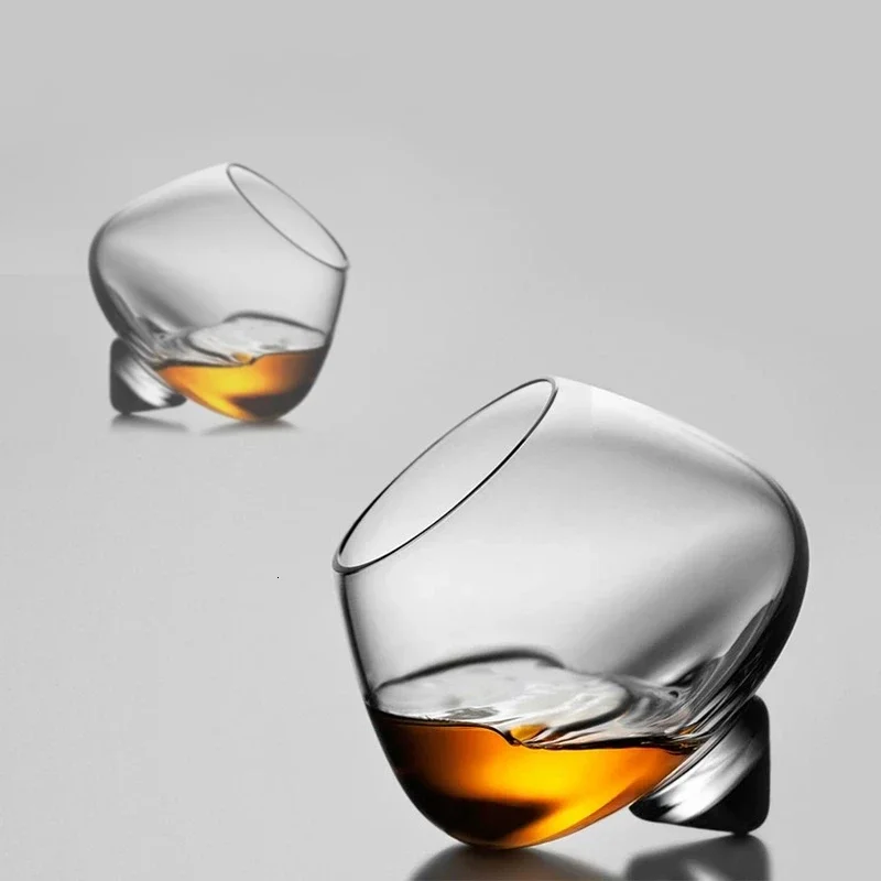 2 Pezzi Cognac Brandy Rock Glass Creative Spinning Liquore Cup Crystal Wine Snifter Whisky Glassware Bicchiere Rotante Per Home Bar