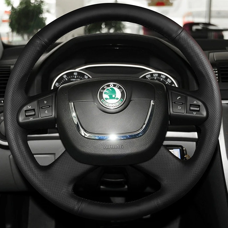 Coprivolante Per Prodotti Auto In Ecopelle Nera Fai-Da-Te Per Skoda Octavia Superb Yeti 2009 2010 2011 2012 2013 Roomster Fabia