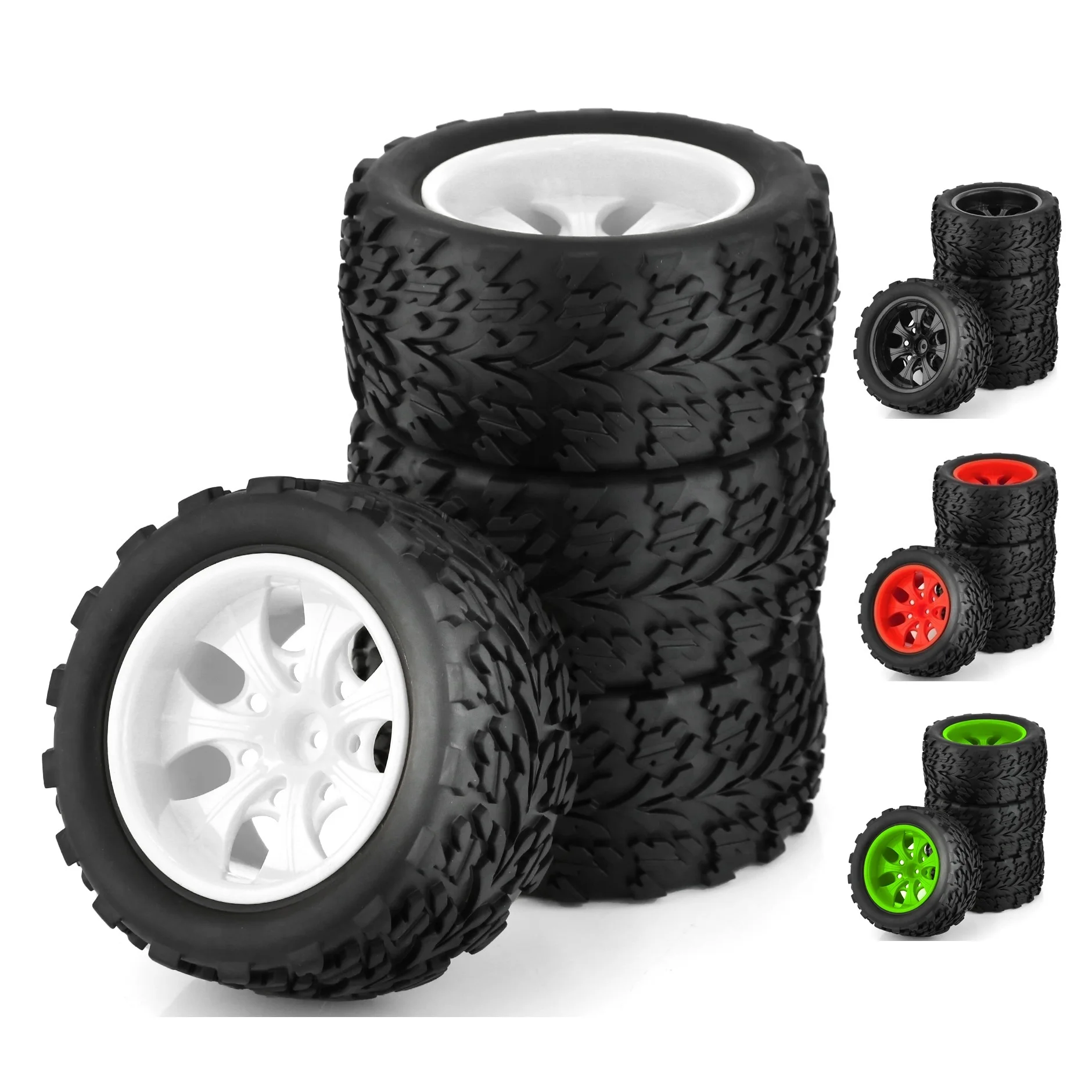 4 Pz 118Mm 1/10 Rc Monster Truck Buggy Pneumatico Pneumatico Ruota Schiuma Inserti 12Mm Esagonale Per Traxxas Arrma Redcat Hsp Hpi Flux Tamiya Kyosho