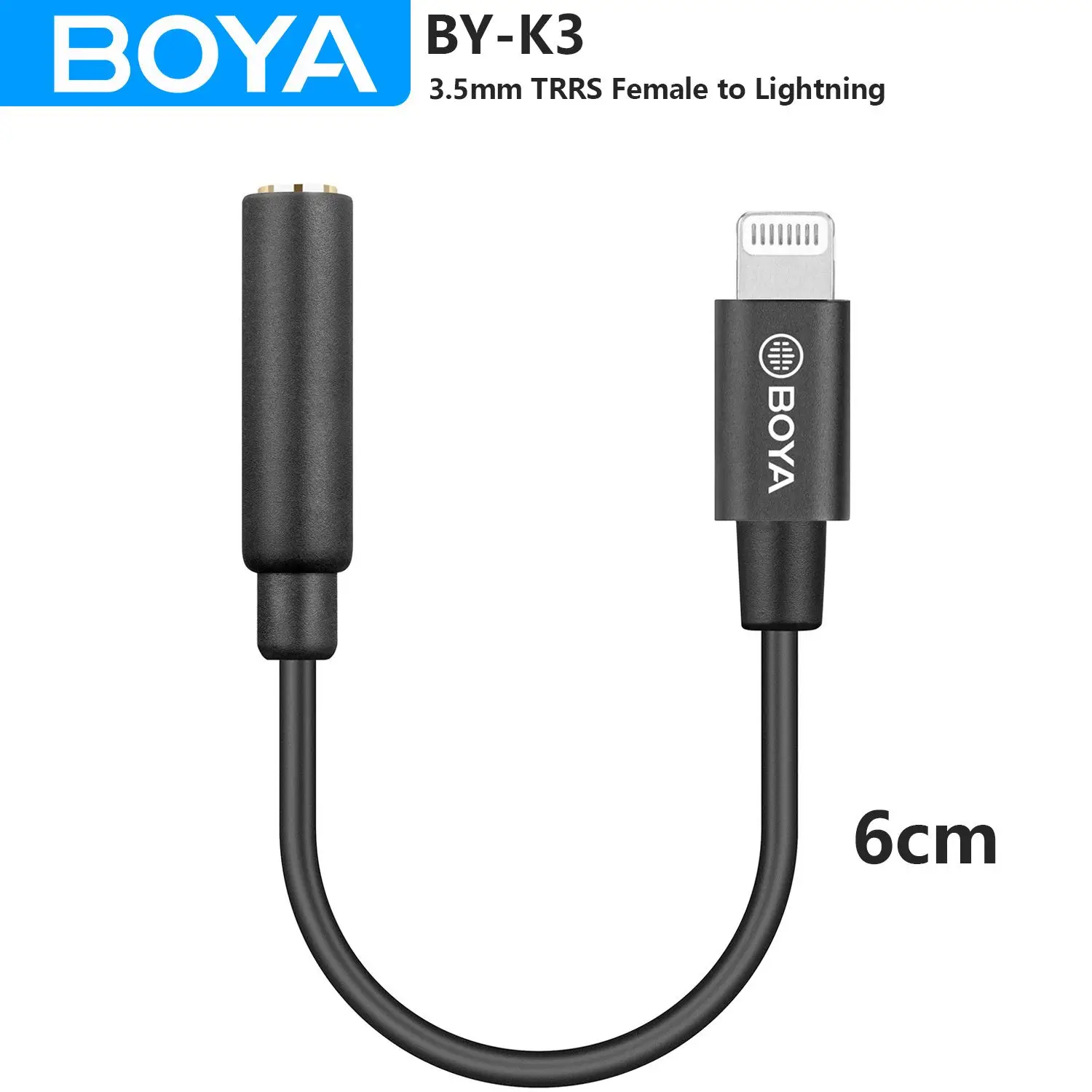 Boya By-K3 Cavo Adattatore Audio Per Microfono 3.5Mm Trrs Femmina A Mfi Certificato Lightning Per Iphone Ipad Ipod Touch Ios Devices