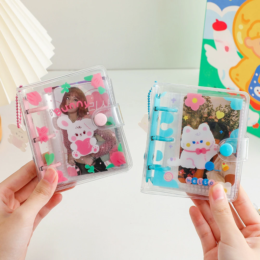 Raccoglitore A 3 Fori Album Fotografico Set Completo Kawaii Bear Rabbit Notepad 10Pcs Sleeves Agenda Notebook Dairy Mini Card Holder Collect Book