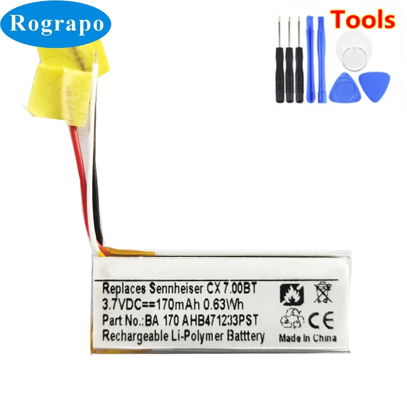 Nuova Batteria Sostitutiva 3.7V 170Mah Per Batteria Accumulatore Sennheiser Momentum In-Ear Cx 7.00Bt 3 Fili + Strumenti