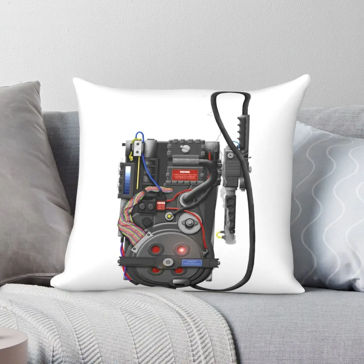 Ghostbusters Proton Pack Federa Quadrata Poliestere Lino Velluto Stampato Zip Decor Federa Per Cuscino Casa