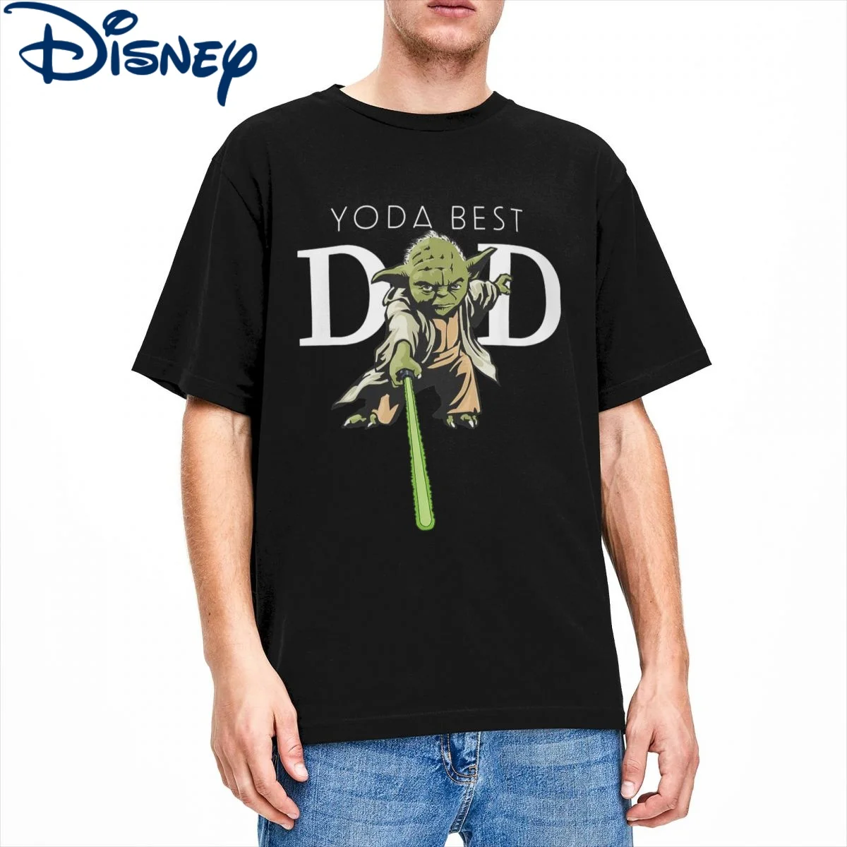 Disney Star Baby Yoda T-Shirt Uomo Magliette In Cotone Spada Laser Best Dad Father'S Day Maglietta A Maniche Corte Vestiti Originali