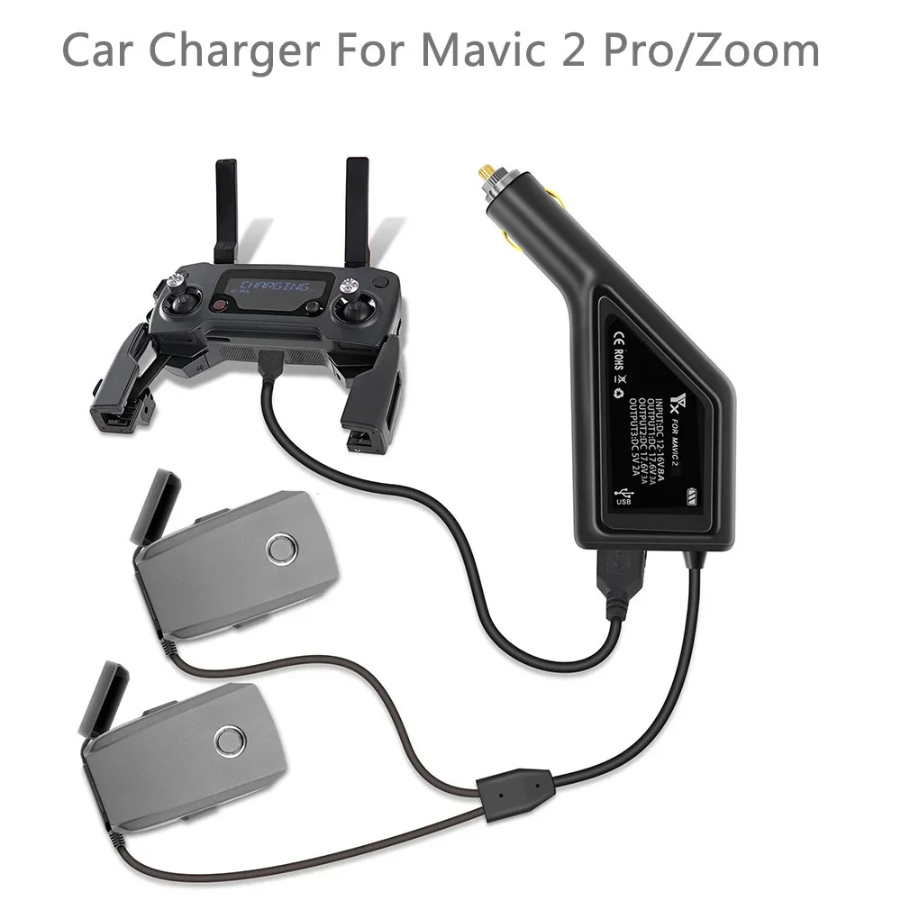 New 3 In 1 Battery Charger With Usb Car Charger For Dji Mavic 2 Pro & Mavic 2 Zoom Drone Remote Controller