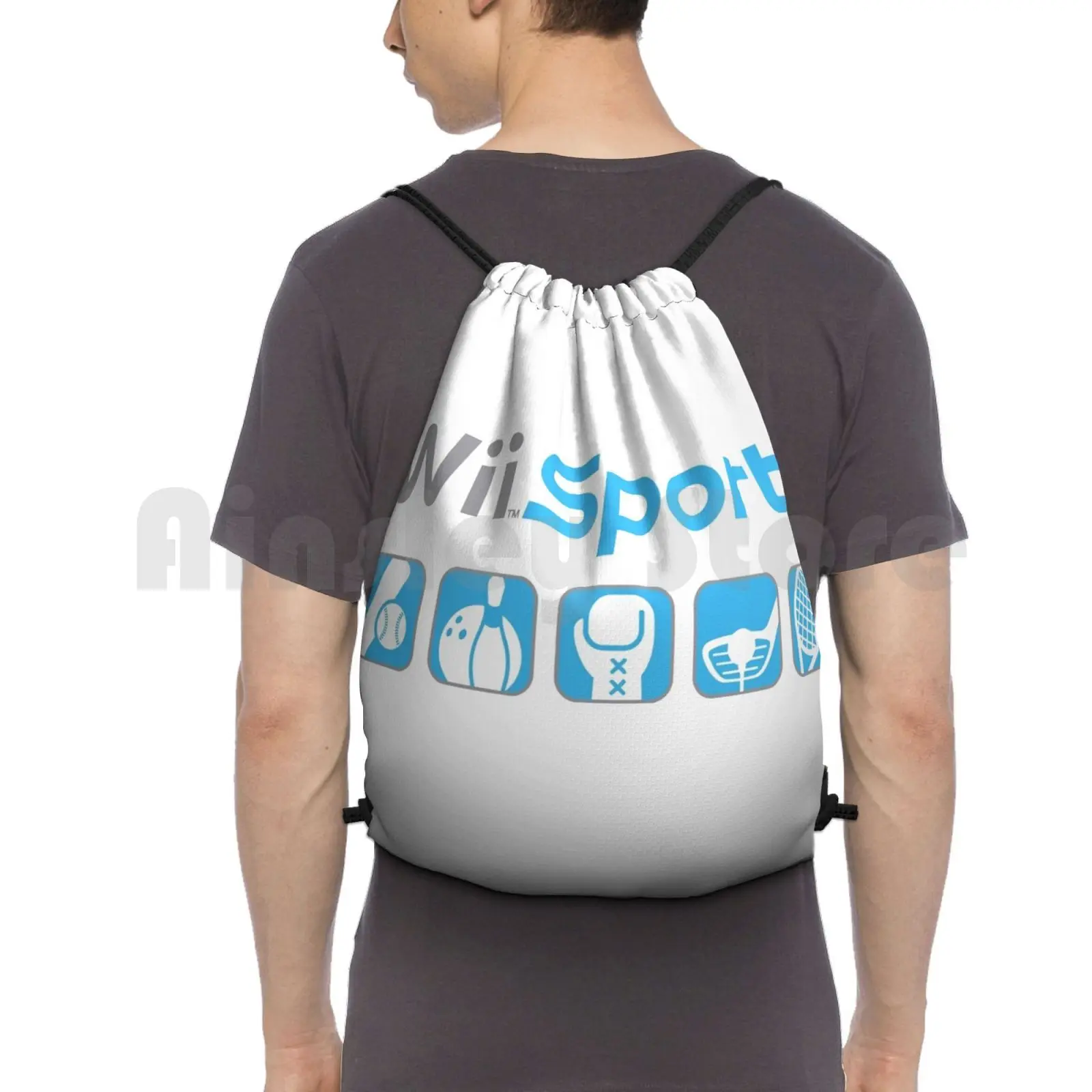 Wii Sports Meme Con Icone Zaino Borse Con Coulisse Borsa Da Palestra Impermeabile Wii Meme Wii Sports Wii Resort Funny Netflix