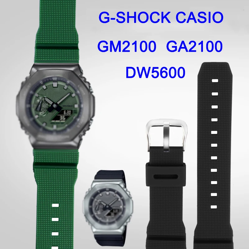 Cinturino In Gomma Da 16Mm Per Casio G-Shock Gm2100 Ga2100 Dw5600 Dw6900 Cinturino Di Ricambio Per Cinturino Impermeabile A Sgancio Rapido
