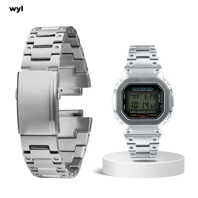 Cinturino In Acciaio Inossidabile Modificato Per Casio G-Shock Dw5600/M5610/Gw5610/Gmw-B5000/Gw-B5600/Ga2100/Ga2110/Cinturino Da Uomo