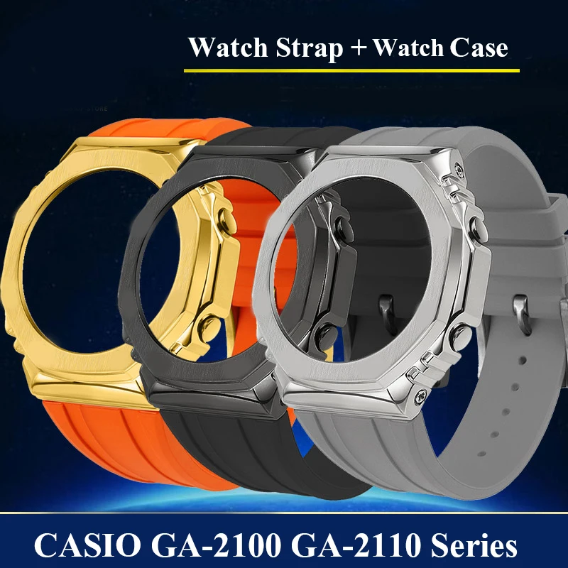 Cinturino In Gomma Siliconica Ga-2100 Ga-2110 Cinturino Modificato Per Casio G-Shock Ga2100 Gm2110 Series Strap + Accessori Per Custodia