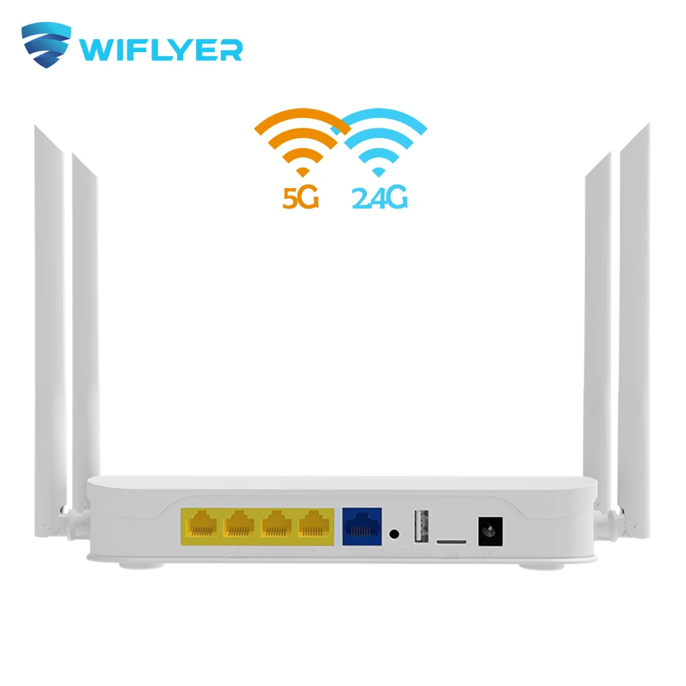 Router Wifi Ad Alta Velocità Home Wi-Fi 1200Mbps 16Mb 256Mb 4 * Gigabit Lan Dual Bands 2.4Ghz 5Ghz Supporto Antenna Modem Usb 4G