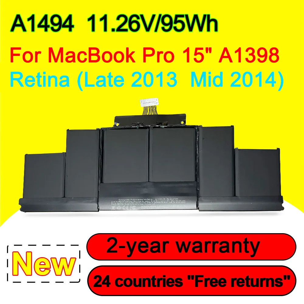 Batteria Per Laptop 95Wh A1494 Per Macbook Pro 15 "Retina A1398 Fine 2013 Metà 2014 Anno Me294Ll/A Me293 11.26V 8800Mah Di Alta Qualità