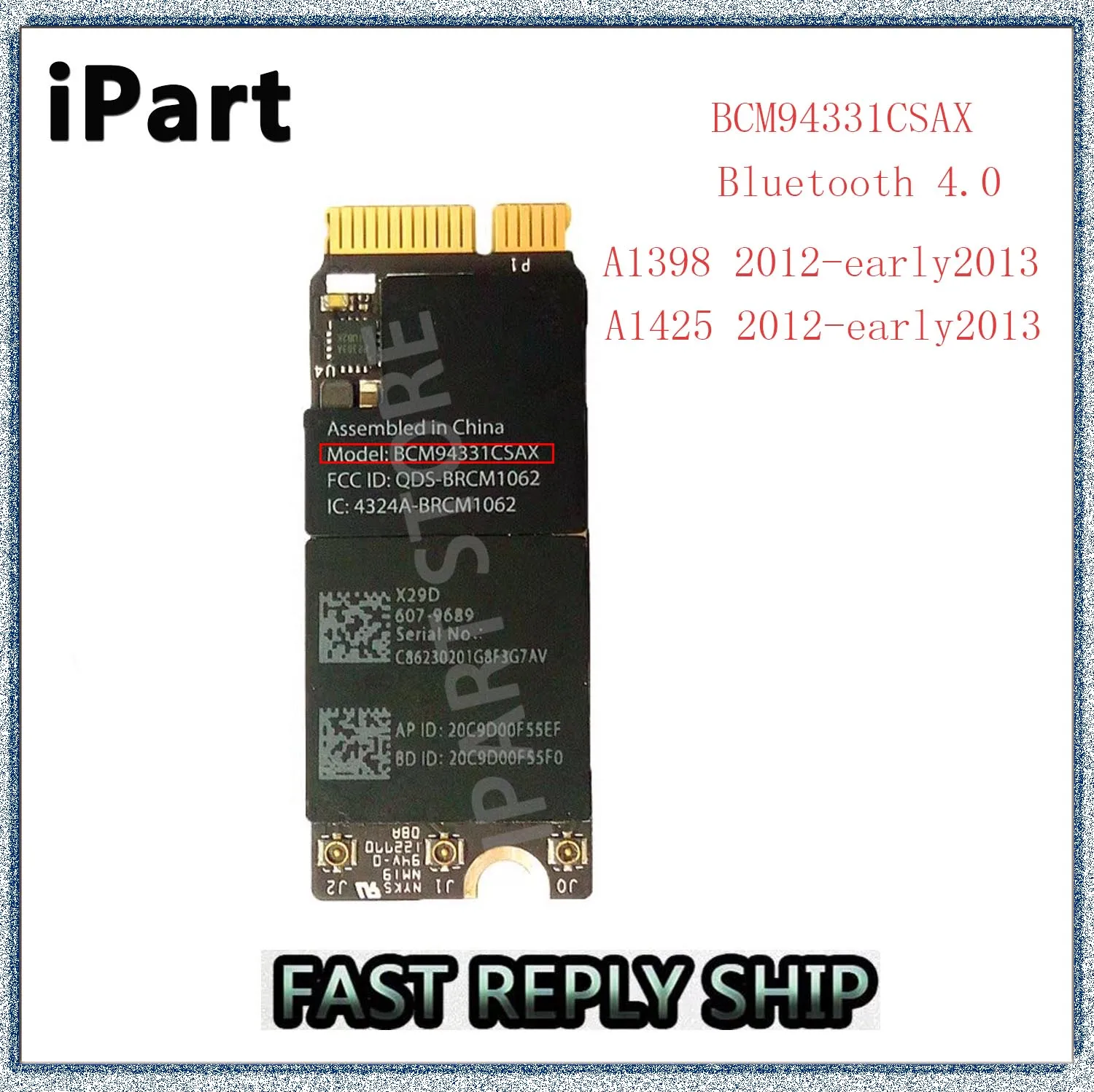 Per Macbook Pro 13 "15" Retina A1425 A1398 Wifi Bcm94331Csax