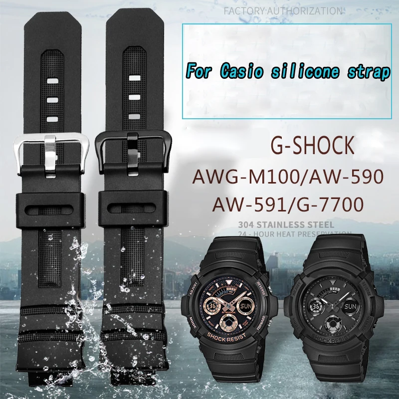 Per Casio G-Shock Aw-591/590/5230/282B Awg-M100/M101 G-7700/7710 Cinturino In Gomma Accessori Per Orologi Da Polso Cinturino In Silicone