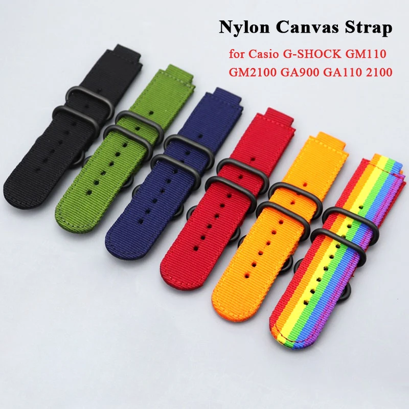 16Mm Nylon Canvas Watch Strap For Casio G-Shock Gm110 Gm2100 Ga900 Ga110 2100 Replacement Wrist Band Sport Men Weave Bracelet