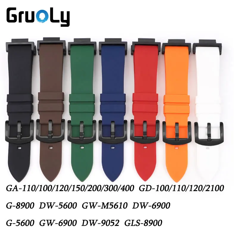Cinturino Convesso Da 16Mm Per Casio G-Shock Ga110 Dw-5610 Dw-5600 Dw-6900 Dw-9052 Gw-6900 Gls-8900 Sostituire Cinturino In Gomma Silcone