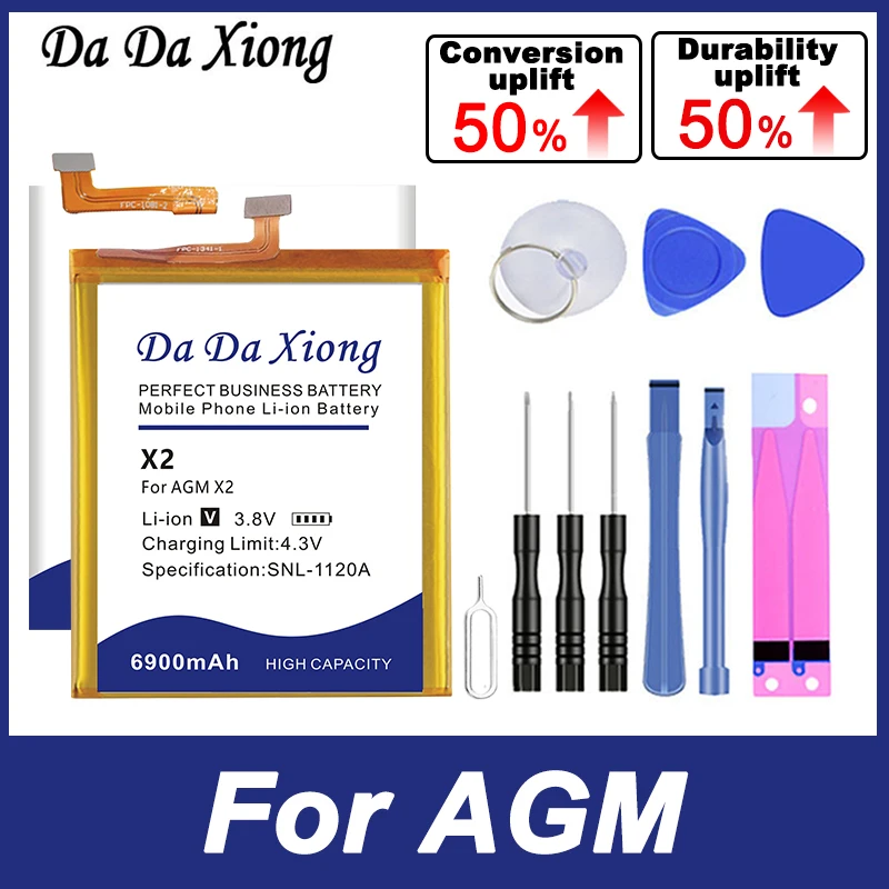 Alta Qualità Nuovo Agm X2 Agm A8 Agm A9 Agm A10 Agm M2 Agm M5 Batteria Per Agm X1 H2 H2 M2 X2 X2Se X3 H3 M5 A8 A9 A10 + Kit Di Strumenti