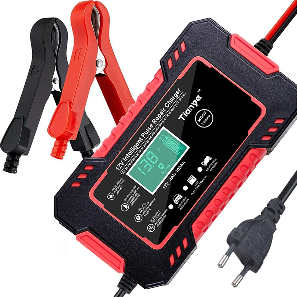 12V 6A Intelligent Car Motorcycle Battery Charger For Auto Lead Acid Agm Gel Vrla Smart Charging Digital Lcd Display 12V Charger