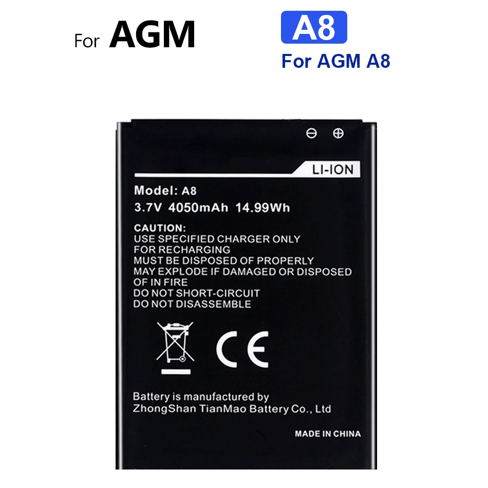 Batteria Sostitutiva Del Telefono Cellulare Per Batterie Agm A8 4050Mah Di Alta Qualità