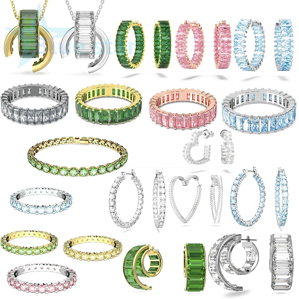 2023 Fashion Trend Matrix Tennis Ladies Jewelry Colorful Heart Crystal Jewelry