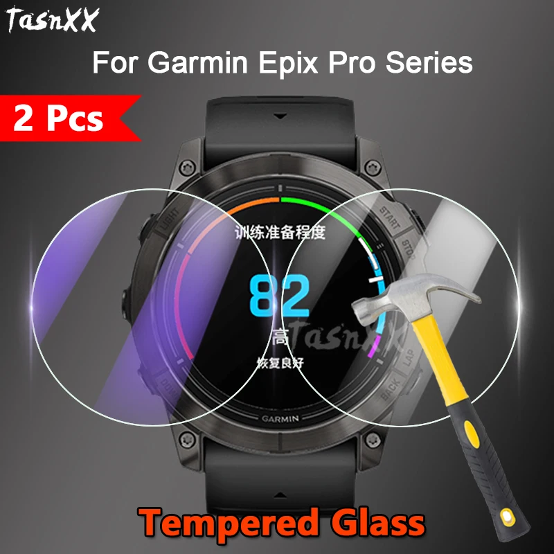 2 Pezzi Per Garmin Epix Pro 42 47 51 Mm Smartwatch Ultra Slim Clear / Anti Purple Light 2.5D Pellicola Proteggi Schermo In Vetro Temperato