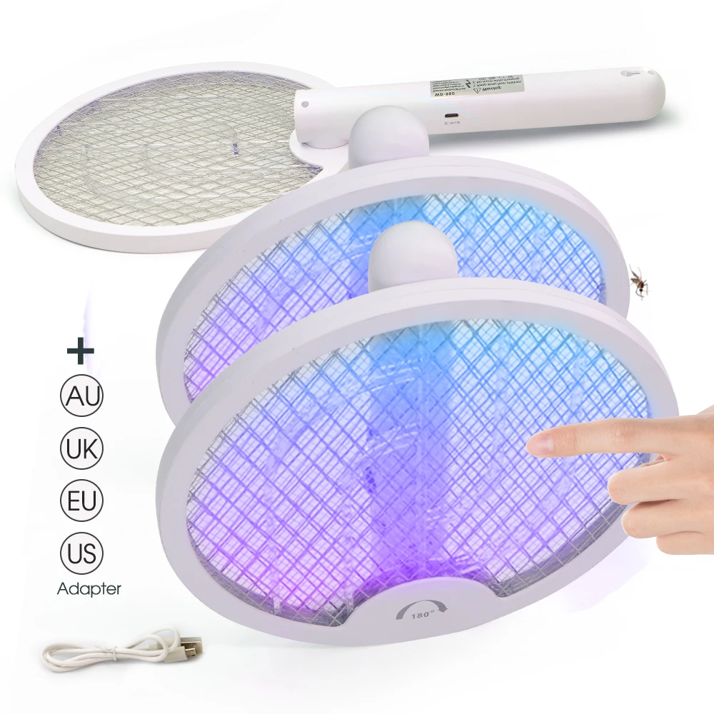 3000V 1200Mah Eu/Us/Uk/Au Racchetta Per Zanzare Elettrica Ricaricabile Fly Swatter Mosquito Killler Bug Zapper Per Insetti Da Giardino Di Casa
