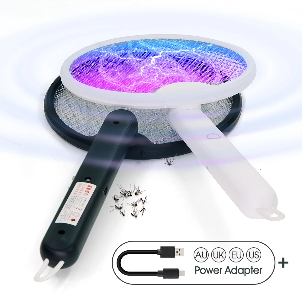 3000 Volt Palmare Scacciazanzare Killer Eu/Us/Uk/Au Pieghevole Bug Zapper Per La Casa Ricaricabile Trappola Per Mosche Racchetta Elettrica Per Insetti